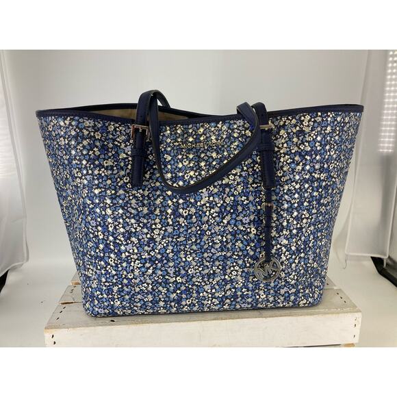 MICHAEL KORS EXTRA LARGE FLORAL PRINT LEATHER TOTE BAG - Picture 2 of 16